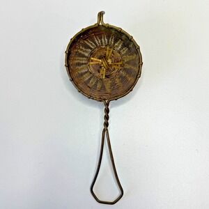 Vintage Antique Wire Woven Mesh Loose Tea Strainer Brass Patina Japan